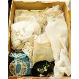 Large quantity of lace and crocheted trimmings (1 box)