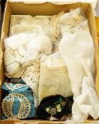 Large quantity of lace and crocheted trimmings (1 box)