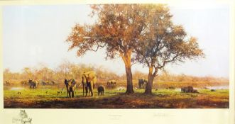 After David Shepherd Two limited edition colour prints "Luangwa Evening", titled, signed in pencil,