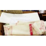 Quantity of linen sheets, table linen,