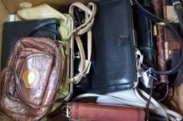 Large quantity of vintage leather handbags and totes (2 boxes)