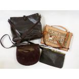 Vintage handbags including a brown Russell & Bromley suede,