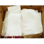 Large quantity of linen and cotton hand towels (1 box)