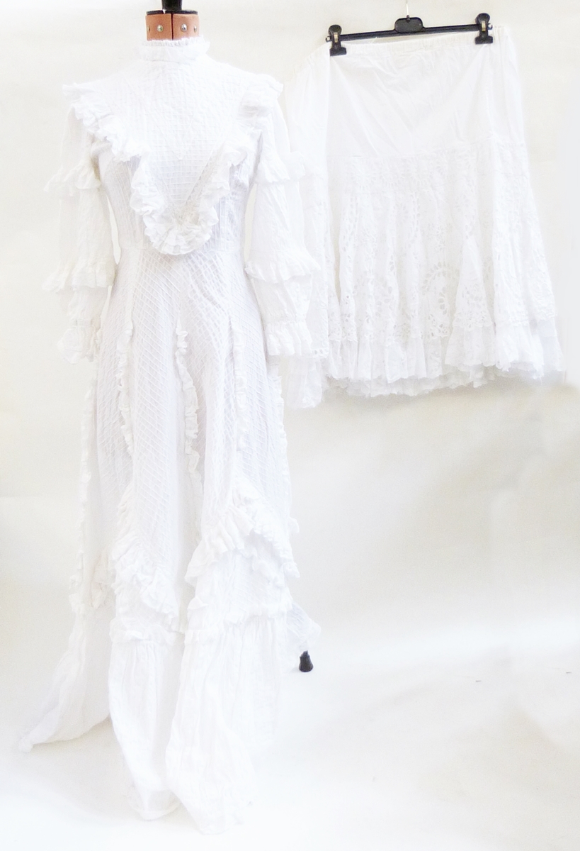 Mexicana-style white cotton wedding dress labelled 'T...