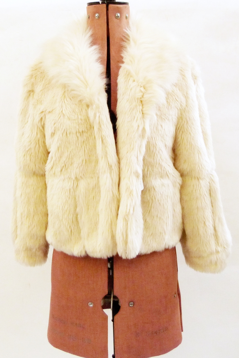 Elizabeth Emmanuel faux-fur cream jacket lined with satin,