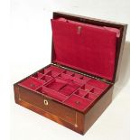 Rosewood and mahogany cross-banded workbox with fitted interior