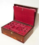 Rosewood and mahogany cross-banded workbox with fitted interior