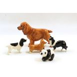 Beswick model panda, Beswick corgi, Beswick black and white spaniel,