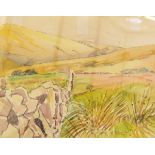 Pair watercolours depicting hill scenes (2)