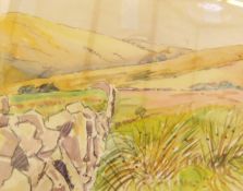 Pair watercolours depicting hill scenes (2)