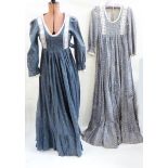 Six various cotton and lace trimmed Laura Ashley maxi dresses,