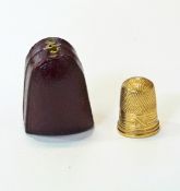 Victorian gold-coloured thimble with geometric decoration and beaded border, unmarked, numbered 8,