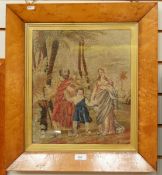 19th century woolwork panel depicting the Holy Family,