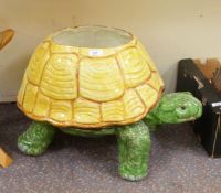 Continental pottery tortoise jardiniere, 58cm long approx.