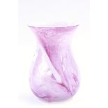 Gray-Stan glass vase of baluster shape with pink swirl decoration,