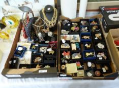 Large quantity of costume jewellery including diamante brooches and bangles, micro-mosaic brooches,