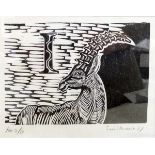 Enid Marx (1902-1998) Linocut I for Ibex from the Animal Alphabet,