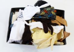 Large selection of vintage ladies' gloves and a vintage cardboard box marked 'The London Look' by