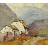 Ann Askell (20th century) Colour print Country road scene with church in the middle ground,
