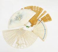 Wood brise fan, a bone brise fan (both damaged),