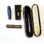 19th century tortoiseshell scent bottle case of tapered rectangular form (interior missing),