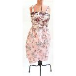 Zandra Rhodes cocktail dress in screen-printed pink satin,