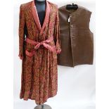 Leather and wool lined jerkin and a gentleman's dressing gown (2)