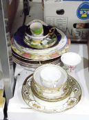 Noritake cake plate, side plates and sugar bowl,