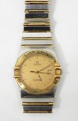 Gentleman's bi-colour stainless steel and gilt metal Omega Constellation chronometer,