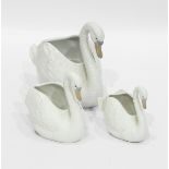 Graduated set of three Nao by Lladro porcelain swan vases