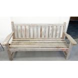 Slatted oak garden bench seat,