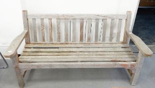 Slatted oak garden bench seat,