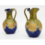 Pair of Royal Doulton stoneware baluster-shaped jugs with trefoil rims,