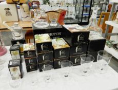 Large quantity of boxed Dartington glass including Dartington water set, Dartington ship's decanter,