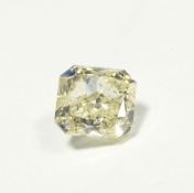 Cut cornered square modified brilliant cut fancy light yellow diamond, approx. 1.