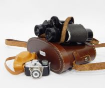 Minetta miniature camera in leather case,