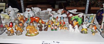Large collection of models of foxes, birds, dogs, a Beswick horse (damaged), a Sylvac fox, etc.