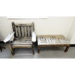 Oak garden seat and table