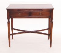 Reproduction style mahogany dressing table fitted a slide with inset tooled leather,