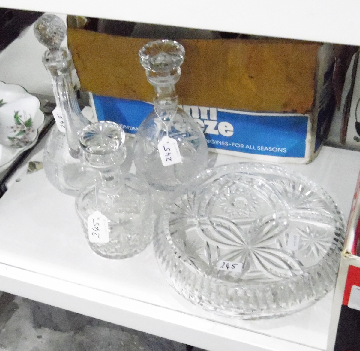 Quantity of assorted cut glass including a large squat-form fruit bowl, three decanters, - Image 2 of 2