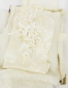 19th century child's christening gown with lace panel and a child's cream satin shift gown with