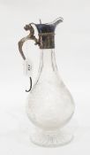 Millennium silver-mounted glass claret jug by L J Millington, Birmingham 2000,