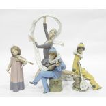 Quantity of Nao by Lladro porcelain figure groups to include young girl playing violin,