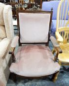 Edwardian period mahogany framed square-back elbow chair,