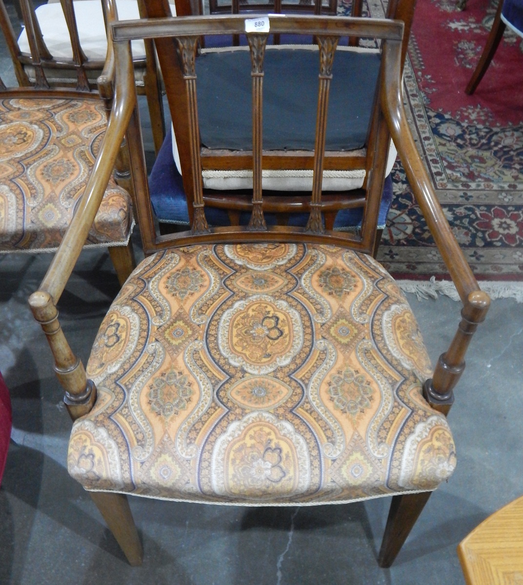 Set of 10 Georgian mahogany rail back dining chairs, - Image 2 of 2