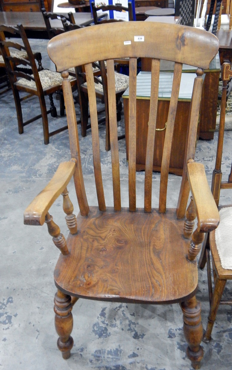 High back kitchen chair with rail back, - Image 2 of 2