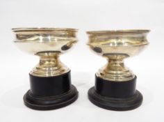 Two similar silver pedestal bowls both by J B Chatterley & Sons Ltd, one London 1934,