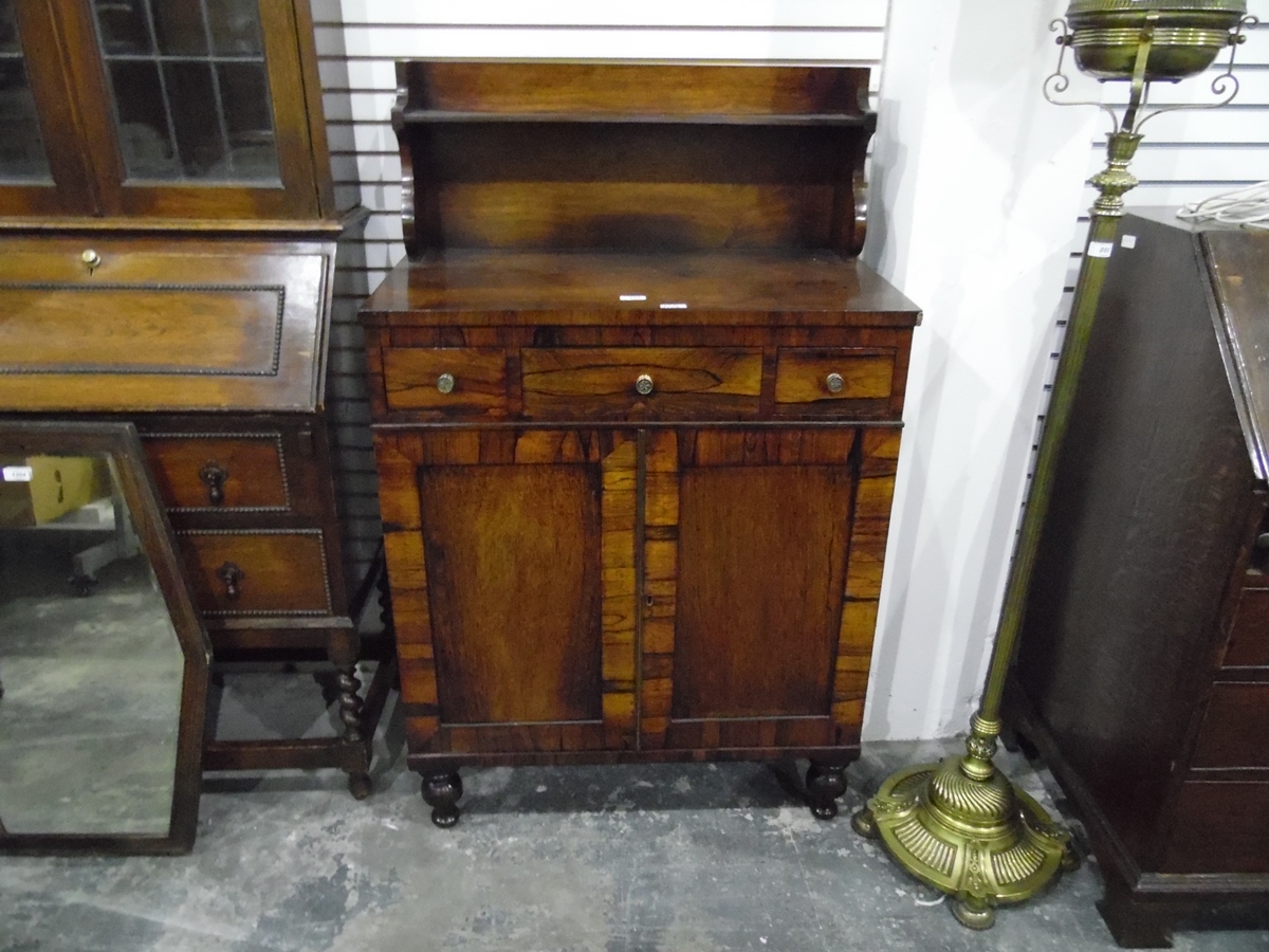 Regency rosewood chiffionier with raised back,