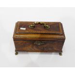 Georgian mahogany tea caddy of rectangular form with ebony and boxwood chevron stringing and