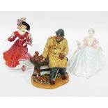 Royal Doulton model of gentleman sitting on a bench with squirrels 'Lunchtime' HN2485,